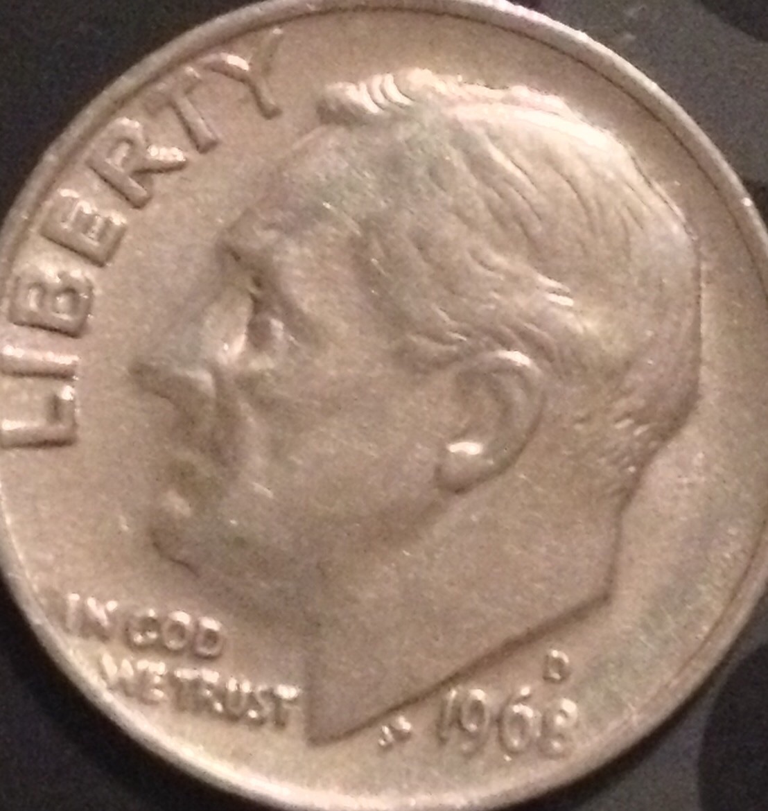 1968-D-Roosevelt-Dime--Double-Nostril-And-Square-Shape-Head-Please