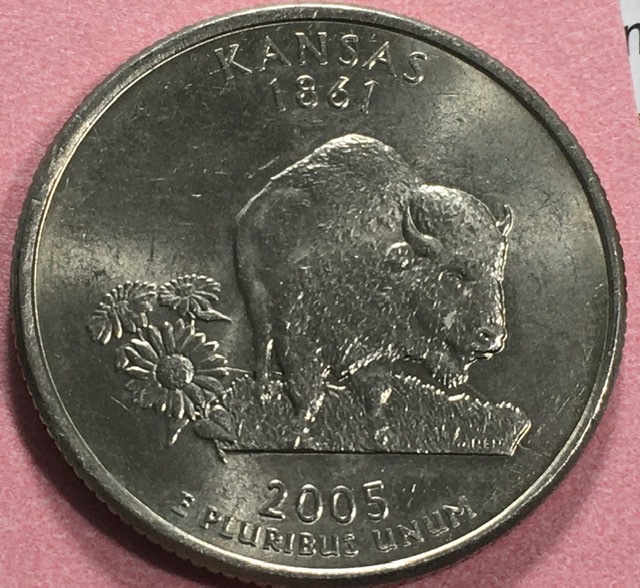 2005-P-Kansas-Quarter,-Die-Crack?-Lamination-Error?-On-Planchette-1-St?