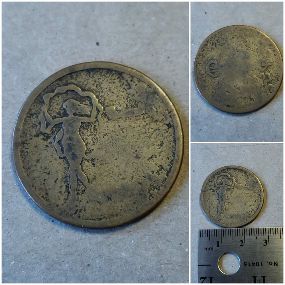 Two-Items.-Medal-Or-Token,-Coin?-Horse-Jumping-Fence-Shield/Lady-Dance-Id:-Whitehead-And-Hoag-Token