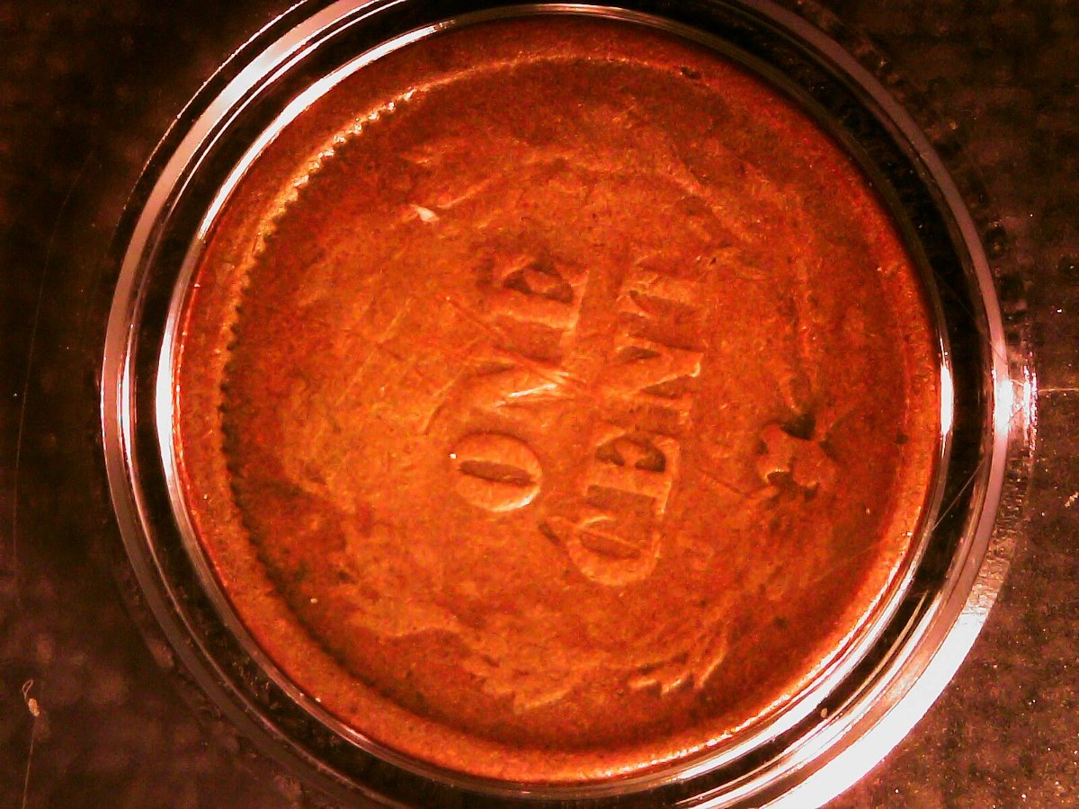 1858-Indian-Head-Cent,-With-Initials-On-Reverse?