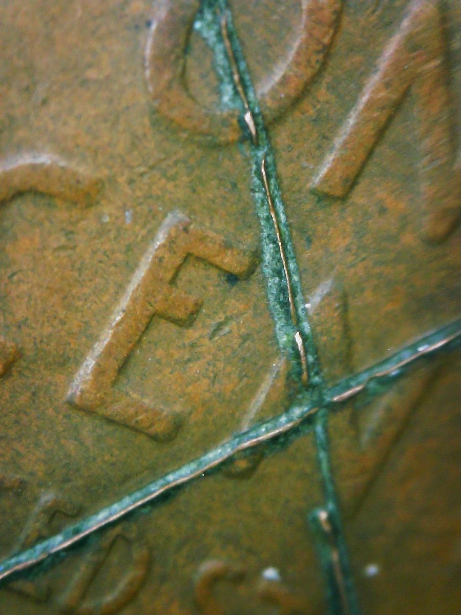 1918-Penny-With-A-X-On-Obverse-And-Reverse-And-VDB-On-Reverse