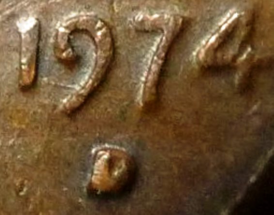 1974-D-Lincoln-Penny-With--Filled-Mint-Mark.