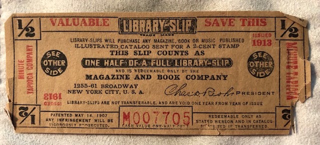 Ephemera:-1/2-Library-Slip-Issued-By-Minute-Tapioca-Company