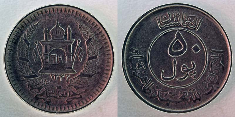 Middle-Eastern-Coin?-Castle?-Palace?-|-Afghanistan-50-Pul