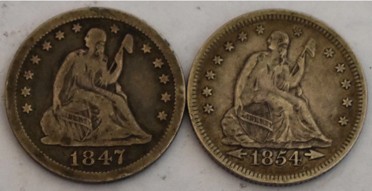 1847-And-1854-Seated-Liberty-Quarters-Grade-Opinions