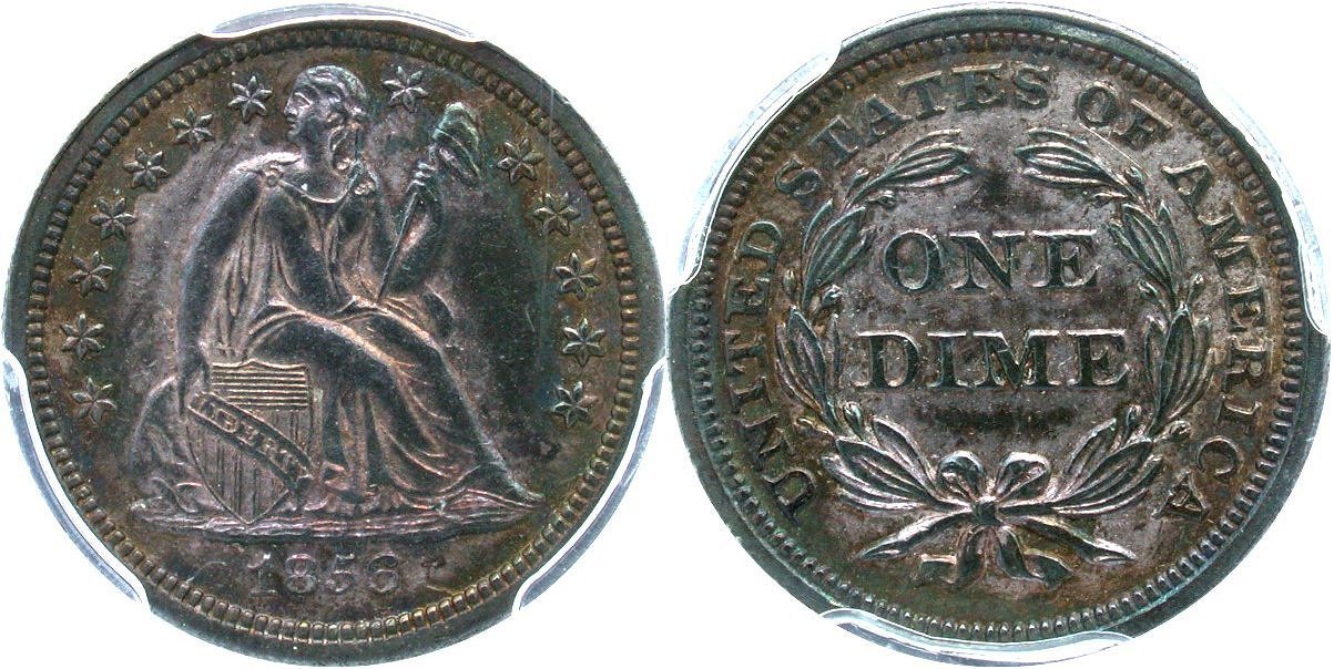 1856-And-1890-Seated-Liberty-Dimes-For-Grading