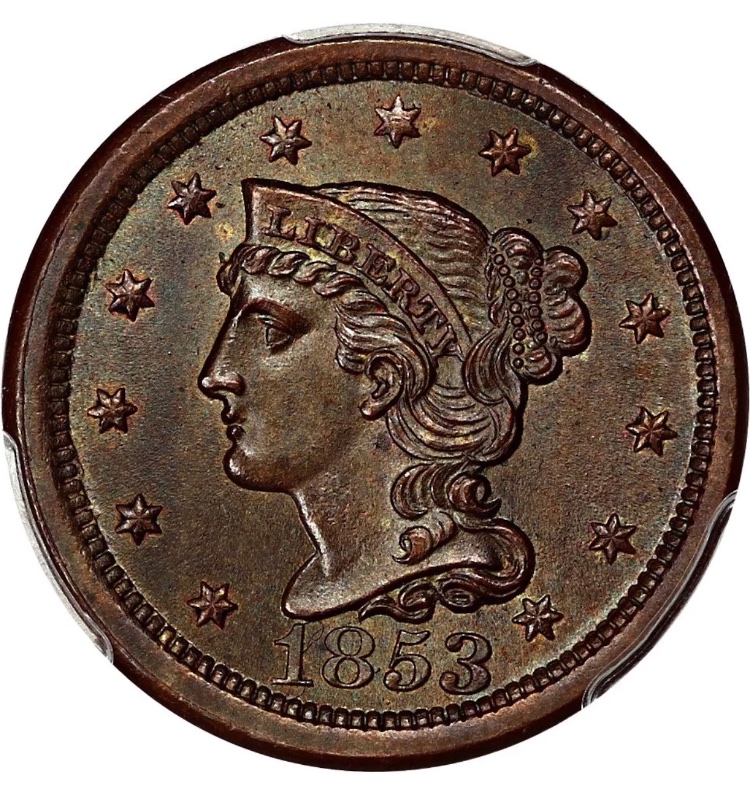 1853-Braided-Hair-Large-Cents-For-Grading