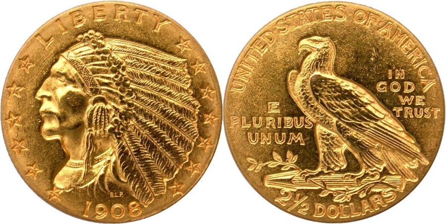 1908-$2.5-Indian-For-Grading
