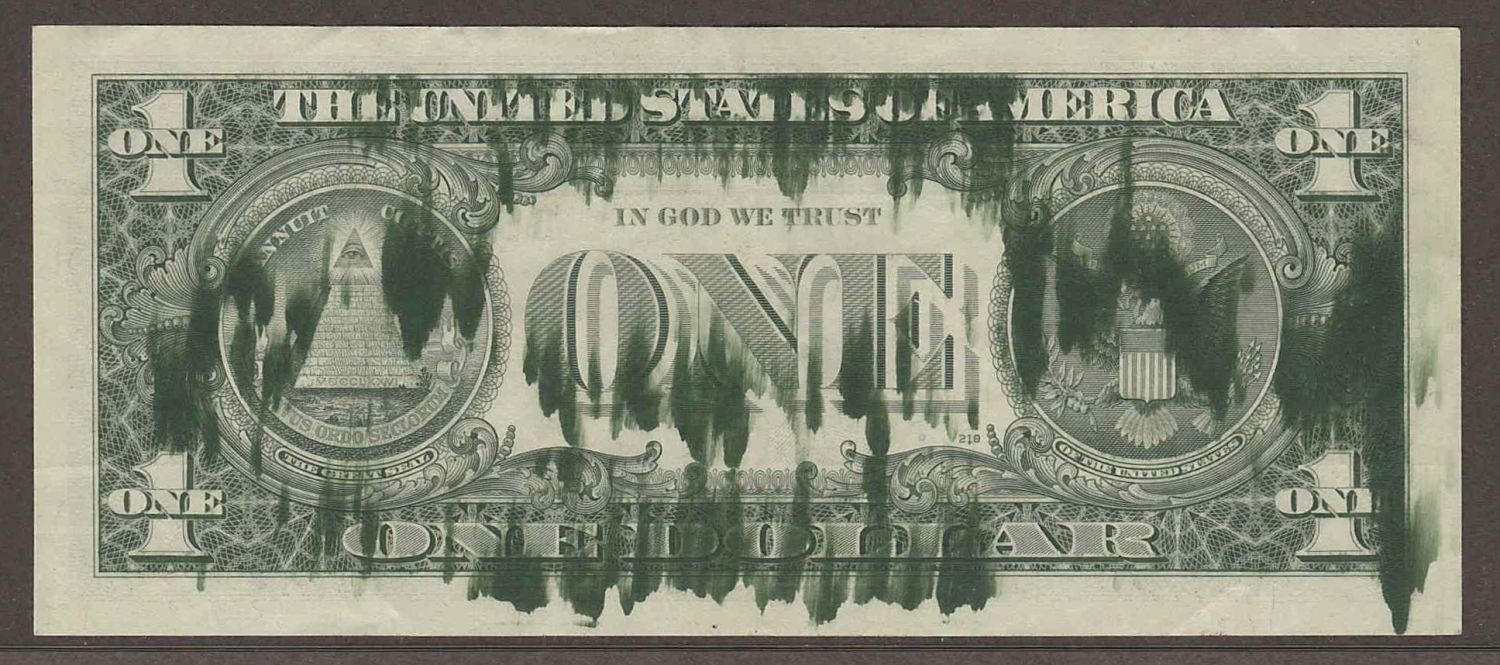 $1-Green-Ink-Smear-On-Back---Value?