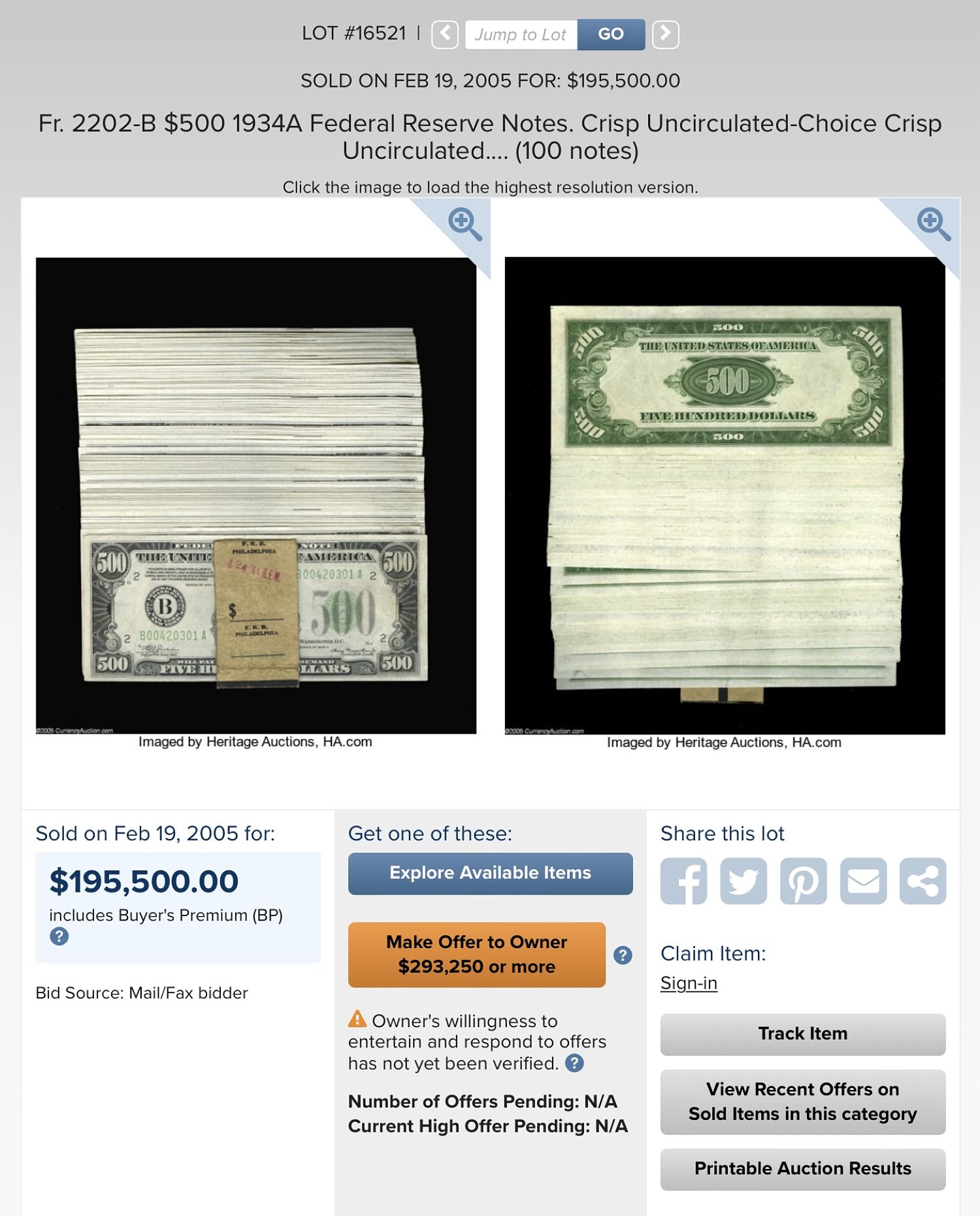 100-Note-Pack-Of-Series-1934A-$500-Notes-Is-First-Banknote-Pack-Graded-Under-New-PCGS-Service