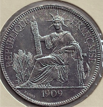 French-Indochina-1909-1-Piastre---Unc?