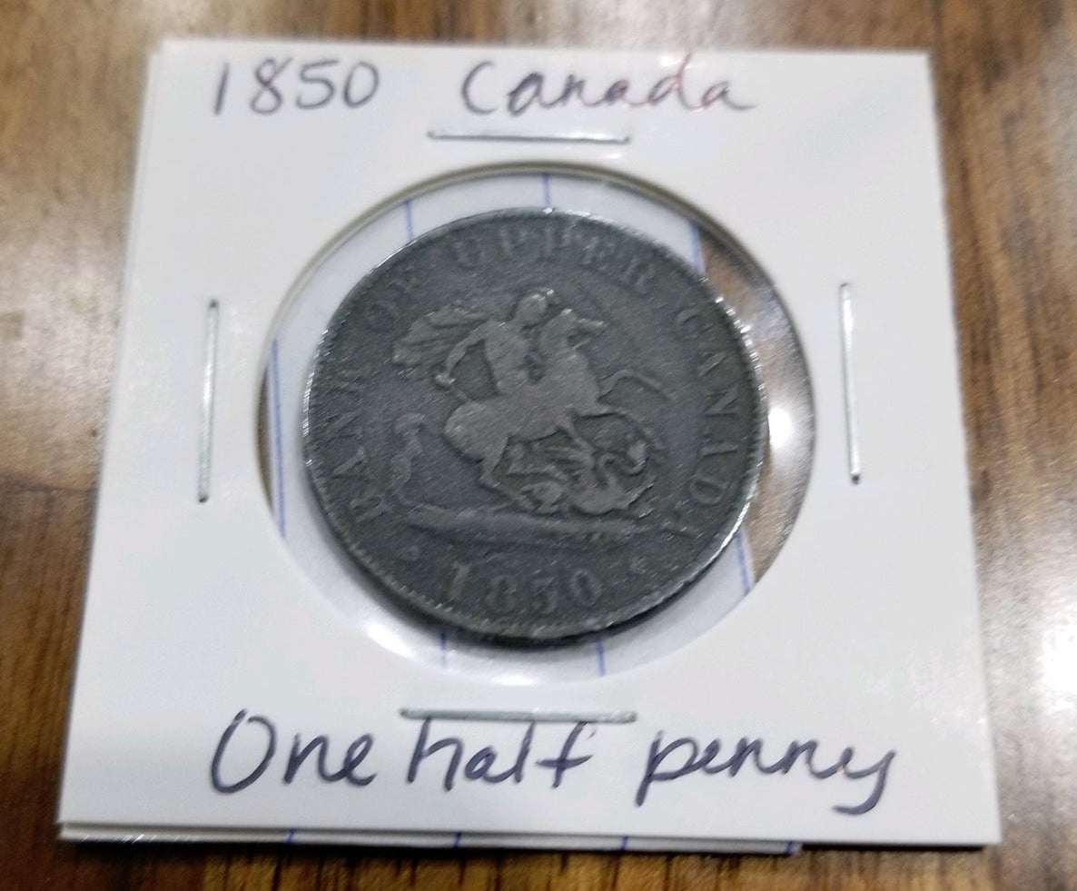 1850-&-1884-Canadian-Penny-And-Half-Penny