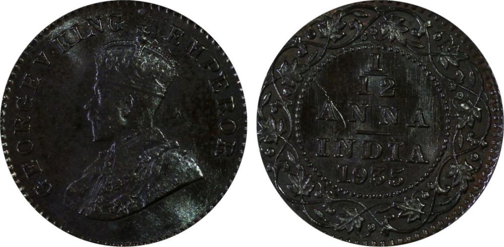 1935-India-1/12-Anna--P/L-Restrike?