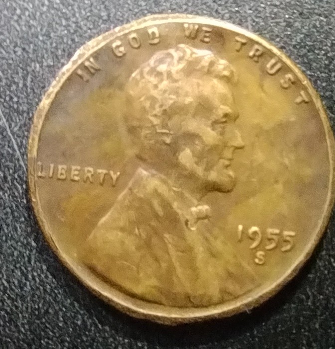 1955-S-Lincoln-Cent-On-Reverse-Error-Or-Damage