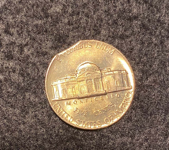 1974-Jefferson-Nickel-Mint-Error?-Irregular-Cut-Planchet