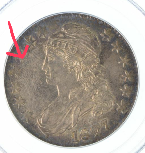 Fingerprint-Mark-On-Coin?-1827-Bust-Half