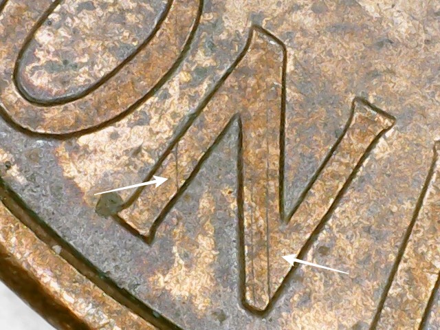 1996-D-Cent-Line-Down-Middle-Of-Reverse-And-Drag-On-Obverse