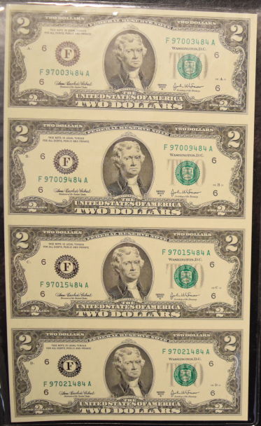 Uncut-Sheets-Of--$1-And-$2