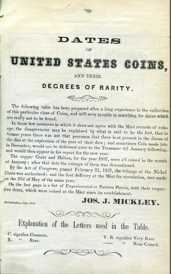 Coin-Rarity-Report-Published-In-1858