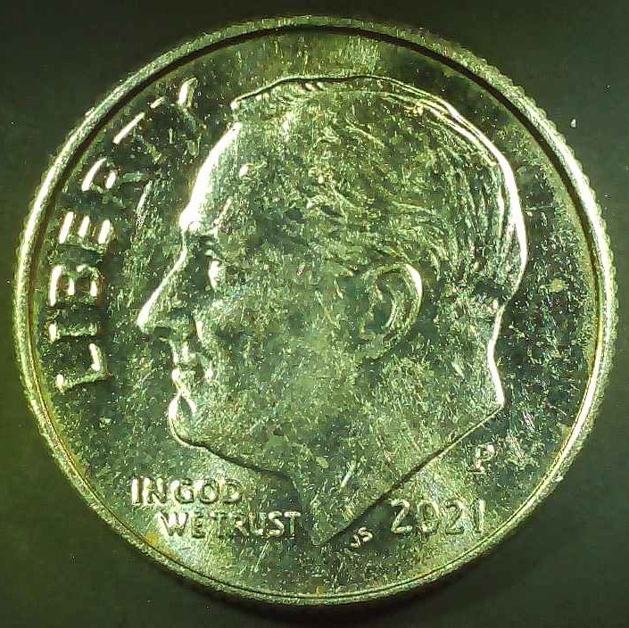 2021-Dime-W/-Several-8?-Die-Chips-/-CrackS-On-Head