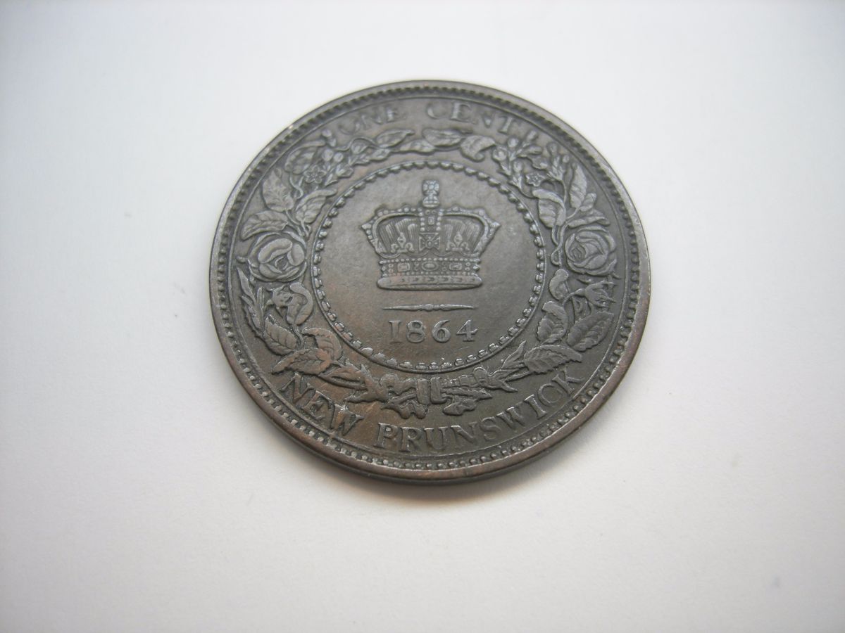 1864-New-Brunswick-1-Cent---Double-Letters-+-Crack