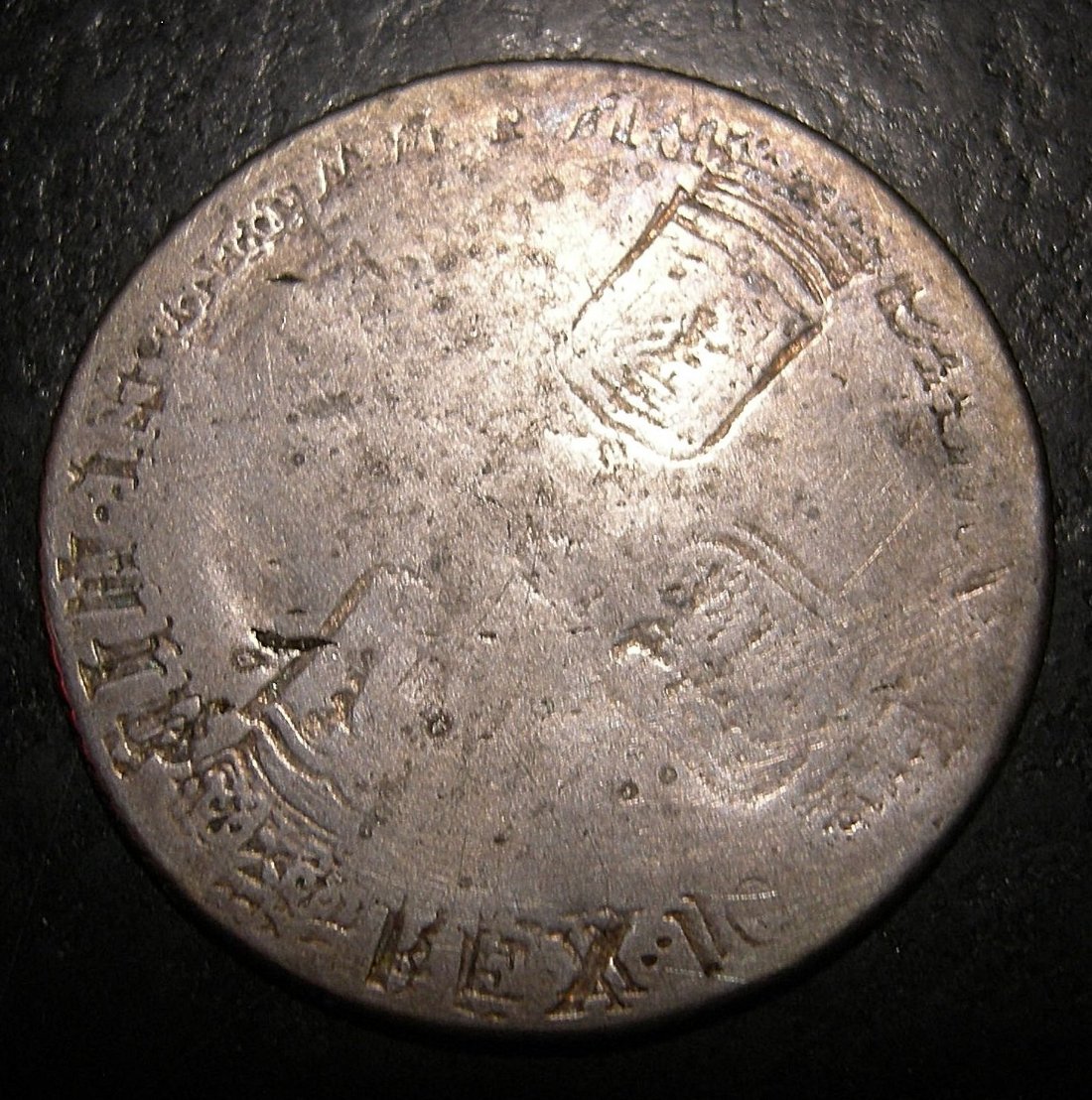 1697-Shilling---Double--Struck-Brockage