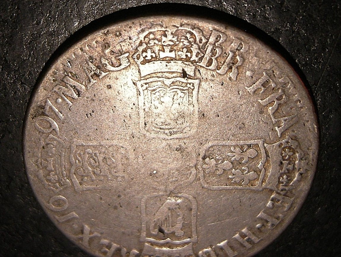 1697-Shilling---Double--Struck-Brockage