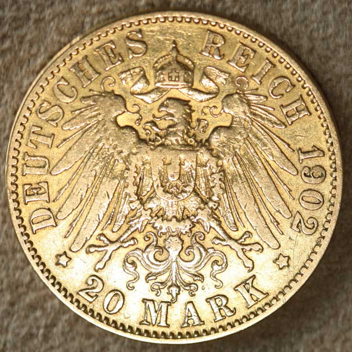 1902-A-Prussian-20-Mark,-Willhelm-II.--Grade?