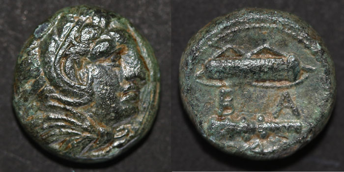 Macedon,-Alexander-III-Bronze,-Quiver-Above-Club