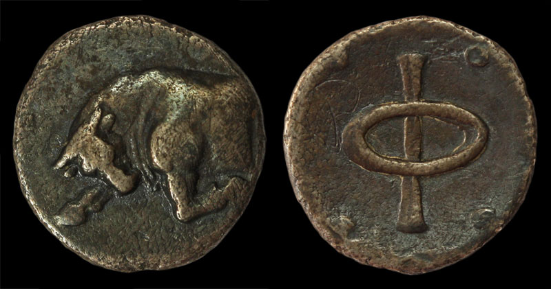 Bull,-Phi,-And-Wine:--A-Phliasia-Obol.