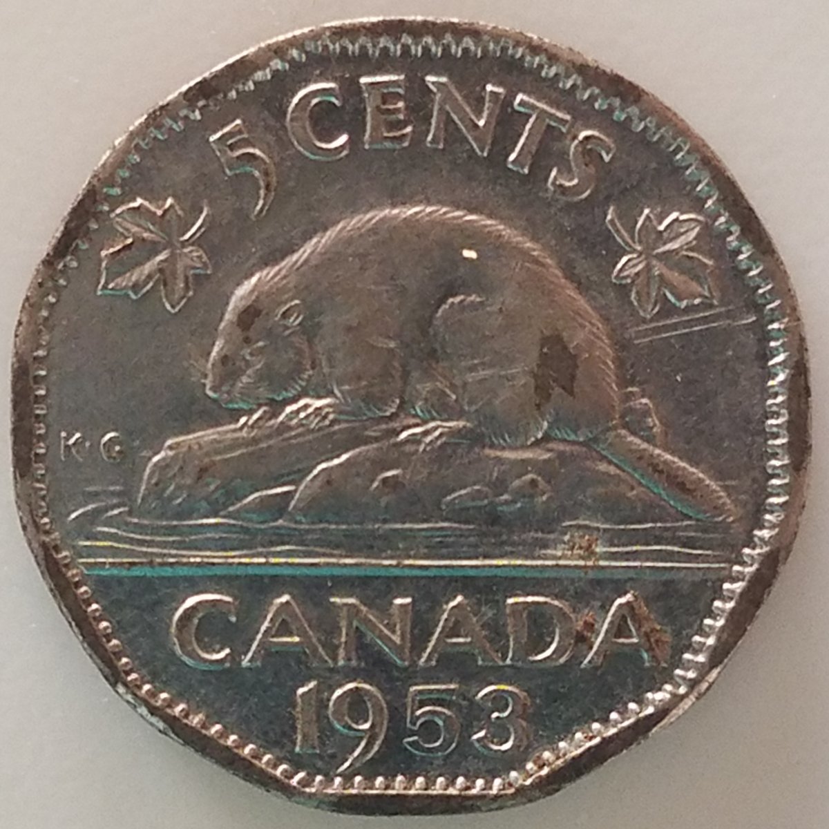 1953-Canadian-Nickel-NSF-Near-Leaf-Missing-Chrome?