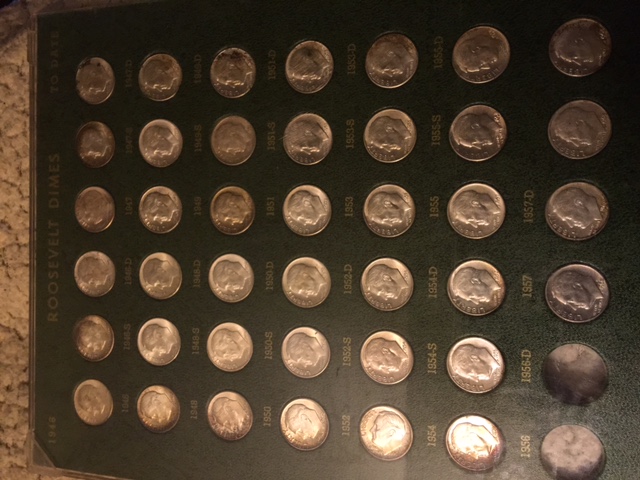Almost-Complete-Set-Of-Roosevelts-In-A-1957-Holder-Sheet