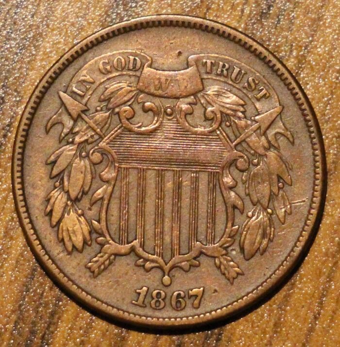 1867-Two-Cent;-Grade-And-Value