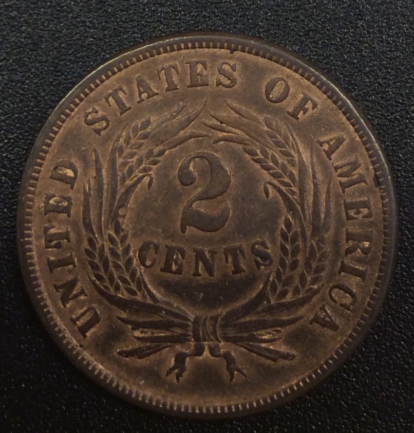 1865-Fancy-5-Two-Cent-Piece,-Grade-And-Value