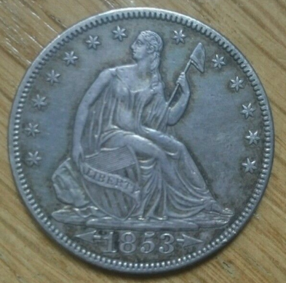 1853-Half-Dollar,-Arrows-And-Rays