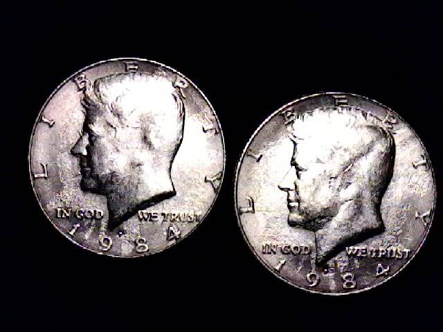 Two-1984-P-Kennedy-Halves-Remarkably-Similar