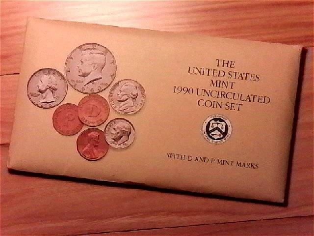 1990-Lincoln-Cent-Struck-Through-In-A-Mint-Set....