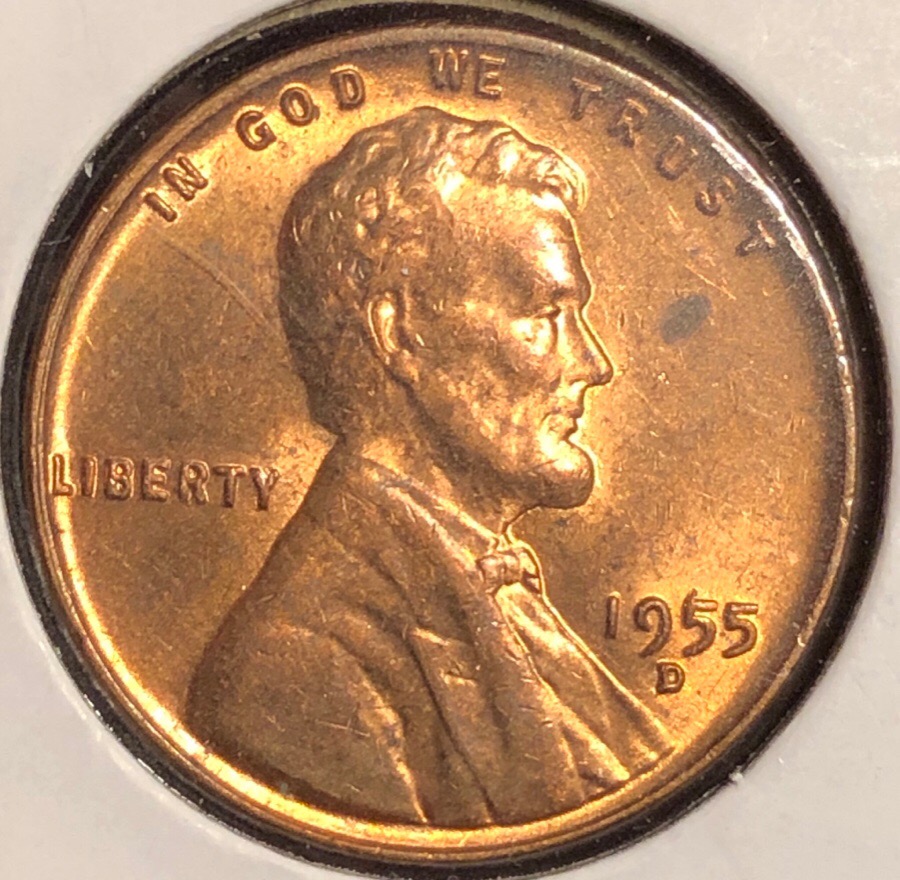 1955-D-Cent-With-Tail-Like-A-6-Coming-Off-Top-Of-5-In-Date