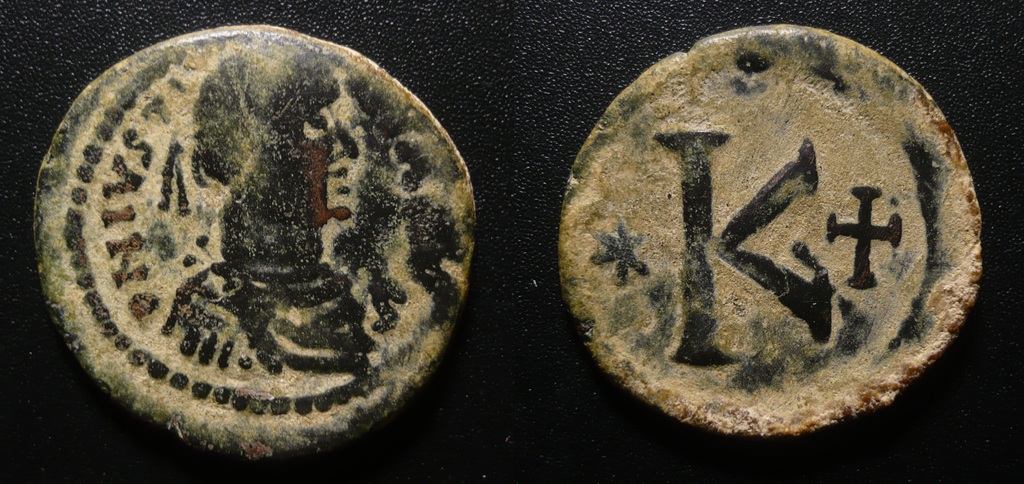 Justinian-I,-Nicomedia,-Ae-Half-Follis.-Ad-527-565