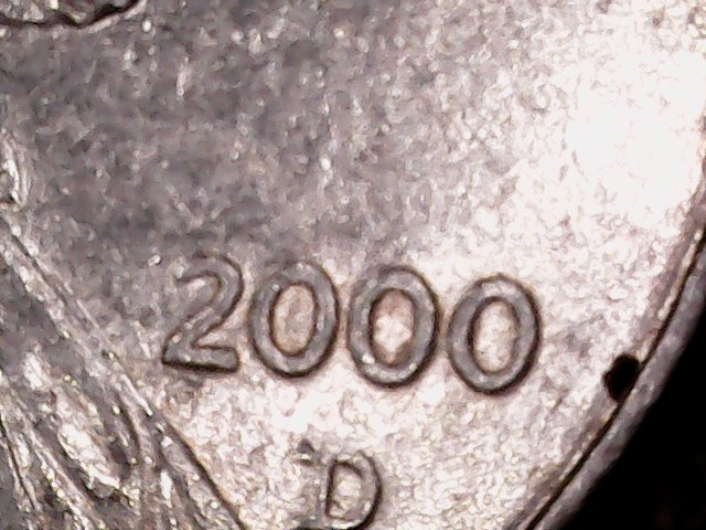Zinc-2000-D-Lincoln-Memorial-Penny,-No-Copper-Jacket!