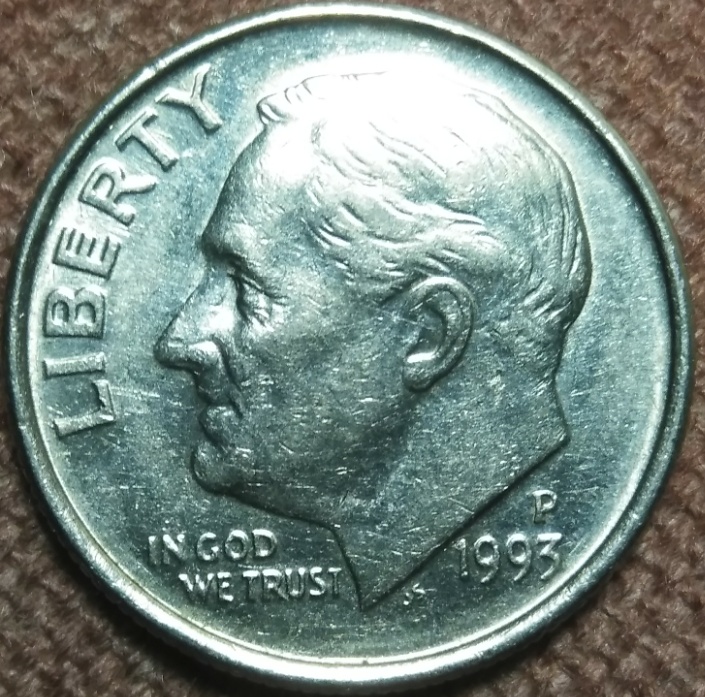 1993-P-Dime-With-Poss.-Die-Gouge-And-Die-Clash