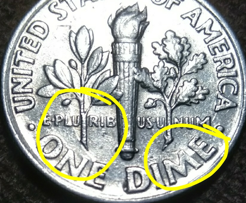 1993-P-Dime-With-Poss.-Die-Gouge-And-Die-Clash