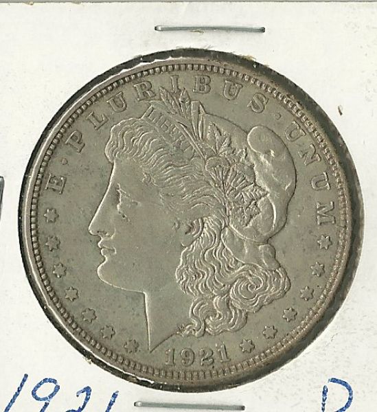 1921-D-Morgan-Silver-Dollar-With-Mark-On-Cheek