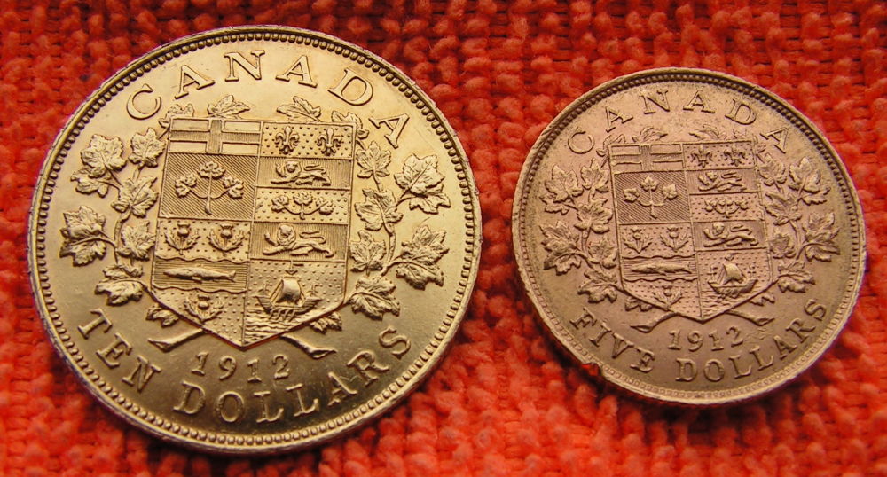 Canada-Gold-1912-$5-And-$10