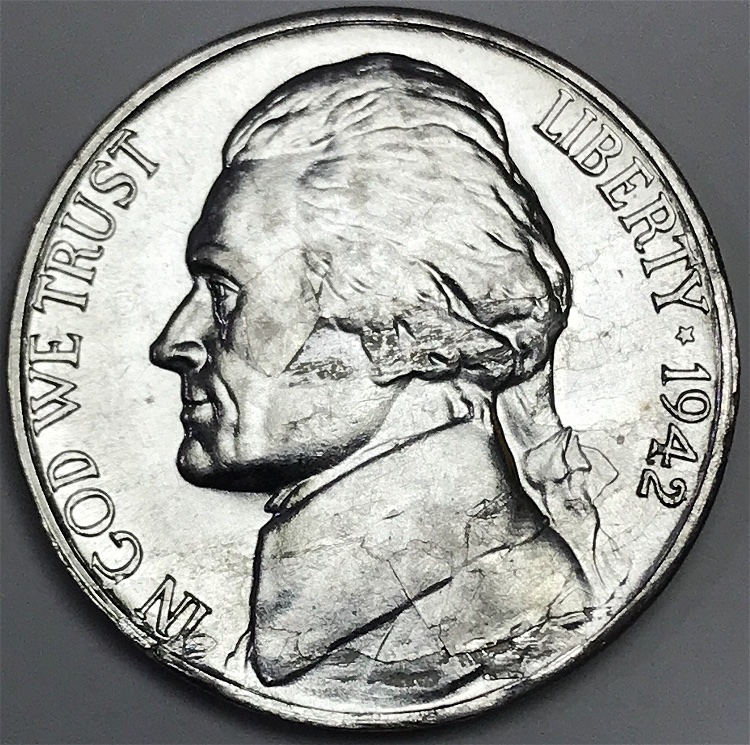 1942-S-Jefferson-With-Attached-And-Detached-Lamination!