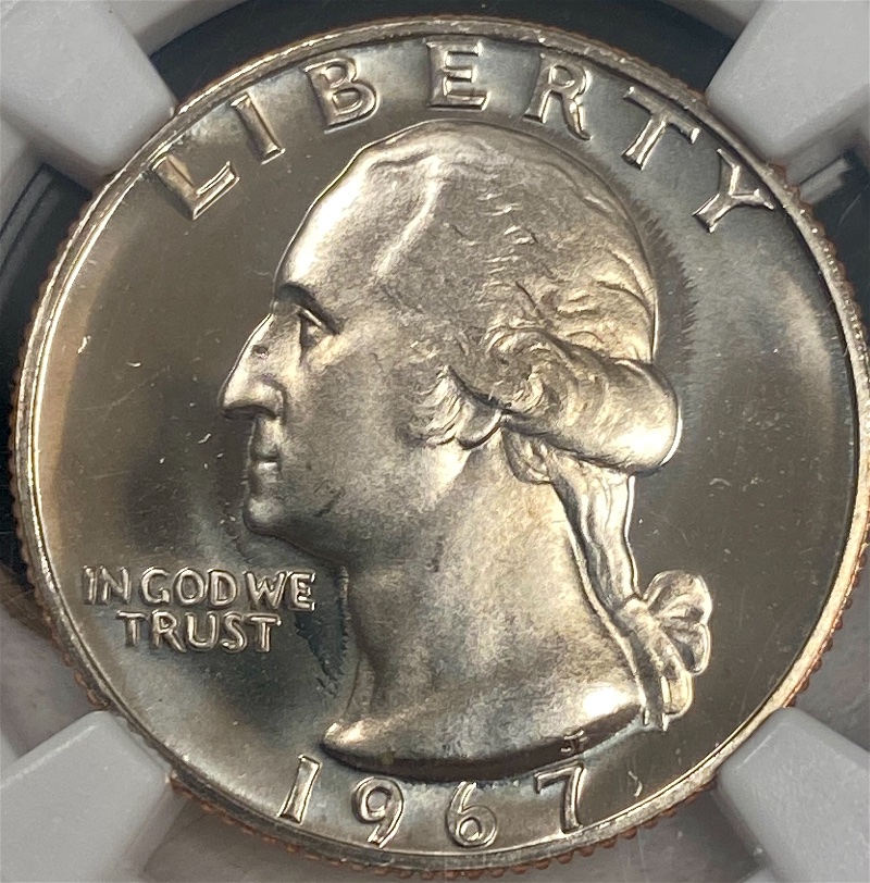 1967-P-SMS-Washington-NGC-MS-67-Cameo-DDR-005-With-Strike-Through-On-Obverse