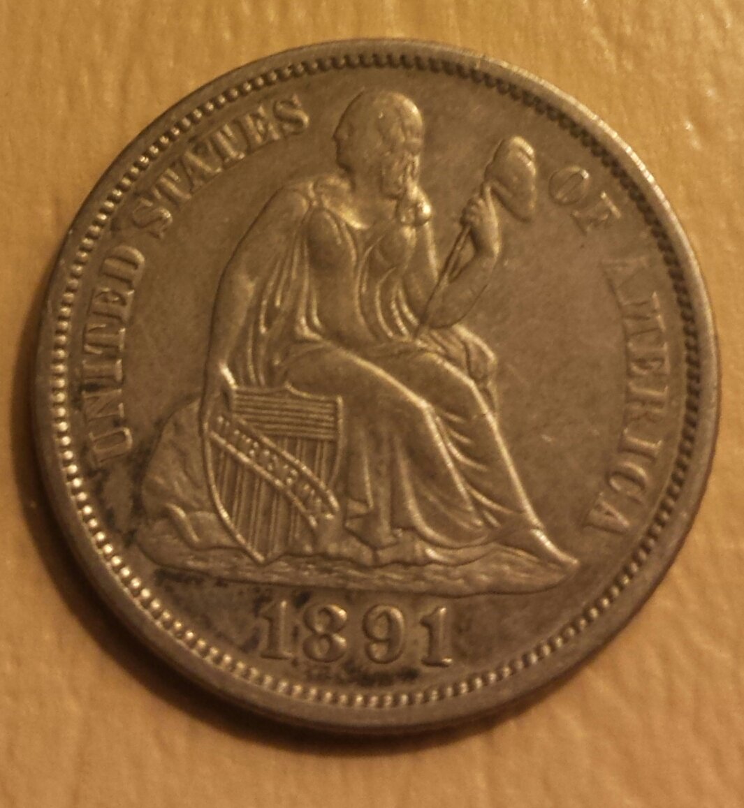 1891-Seated-Liberty-Dime-For-Grading