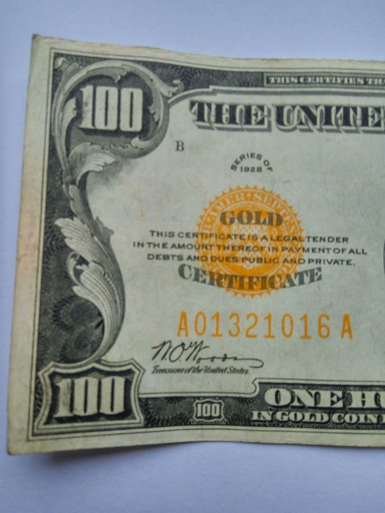 Valuation-$100-1928-Gold