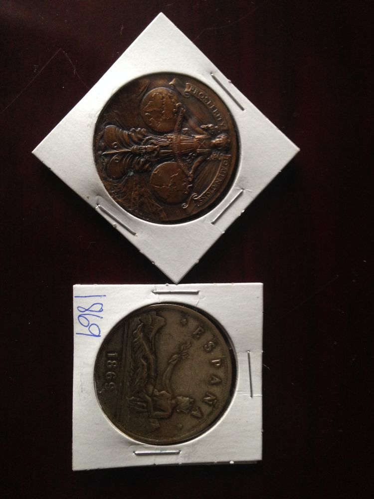 Need-Help-Valuing-1869-Spanish-1-Oz.-Silver-And-1913-Panama-Canal-Commemora