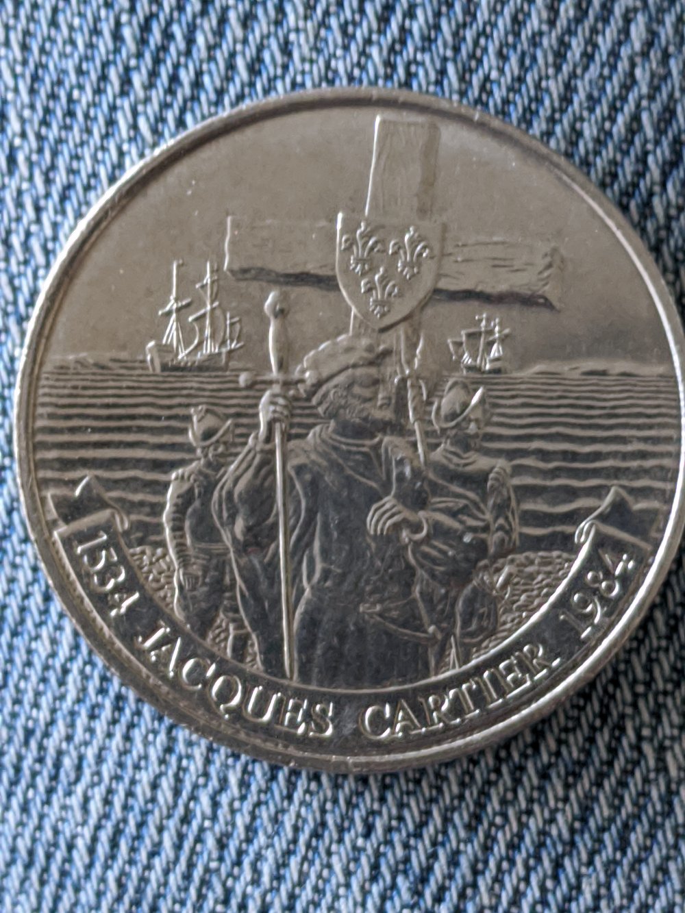 1984-Jacques-Cartier-Dollar-Die-Gouge-On-4-In-1954